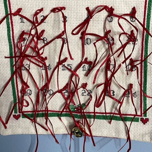 Cross Stitch Handmade Advent Calendar Santa Candy Jingle Bells - Picture 4 of 8